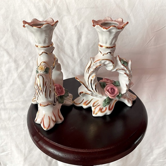 Dresden Germany Porcelain
Candlestick Holder Pink Roses
Vintage - Picture 3 of 7